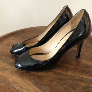 Kate Spade patent leather peep toe pumps